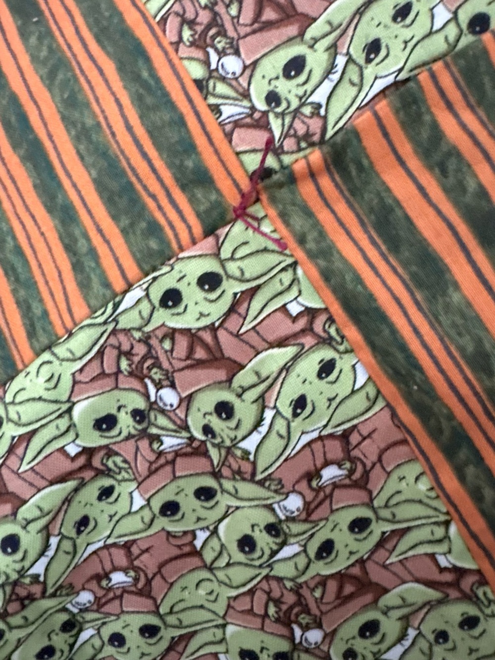 Starwars Baby Yoda Handmade Patchwork Quilt - Green and Brown Fleece 41x36”